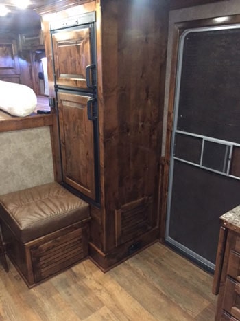 Customization details on a living quarters horse trailer 