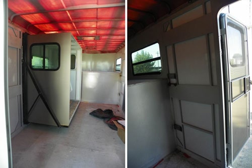 A Double D Trailers living quarters with slide-out in production.
