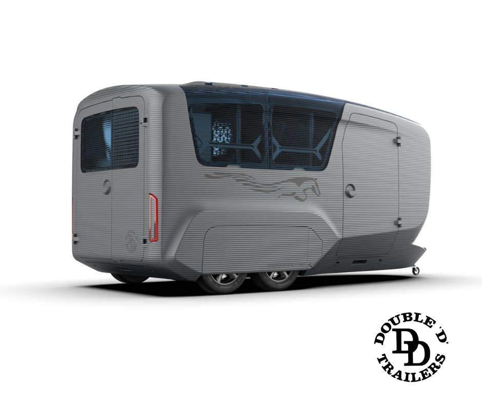 3D-Printed 2 Horse Bumper Pull Model by Double D Trailers