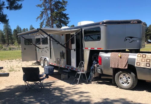 Two-step awning on a Double D Trailer. 