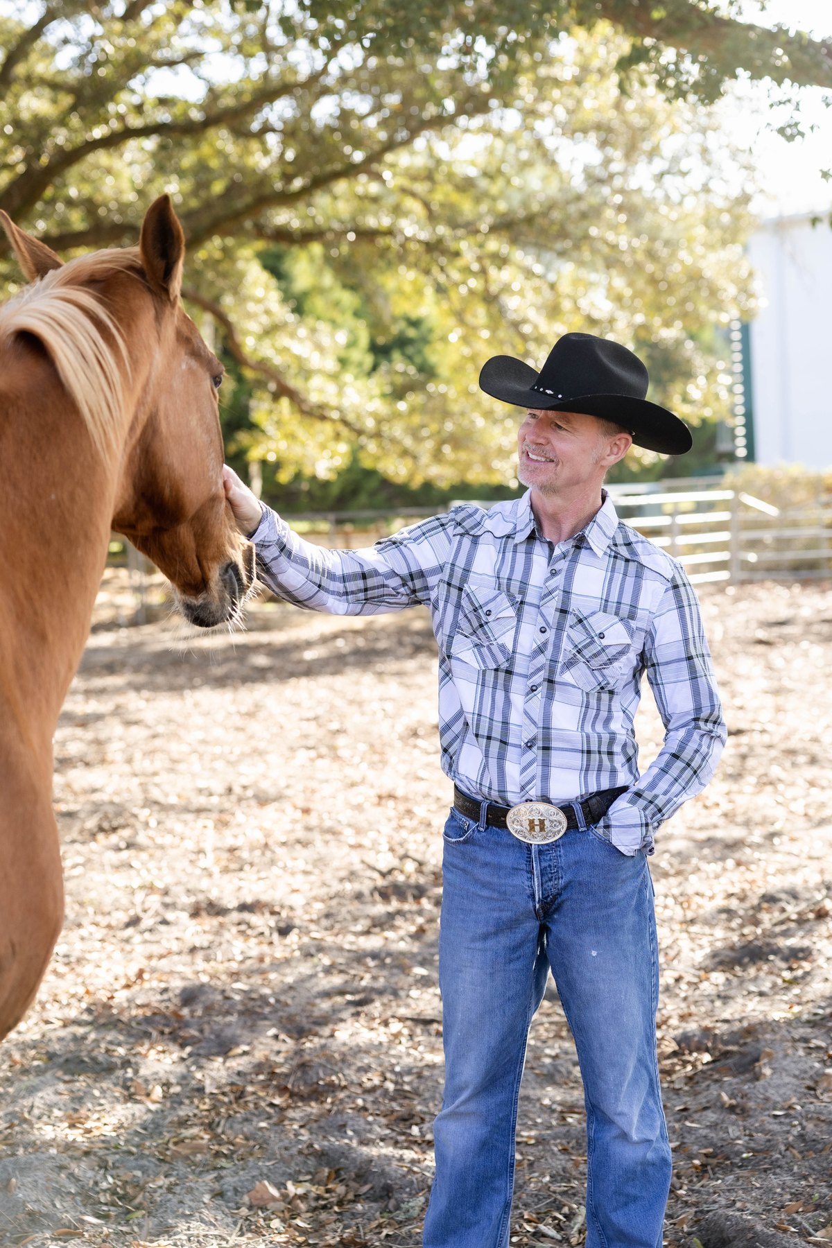 Brad Heath, founder of Double D Trailers, with one of his horses