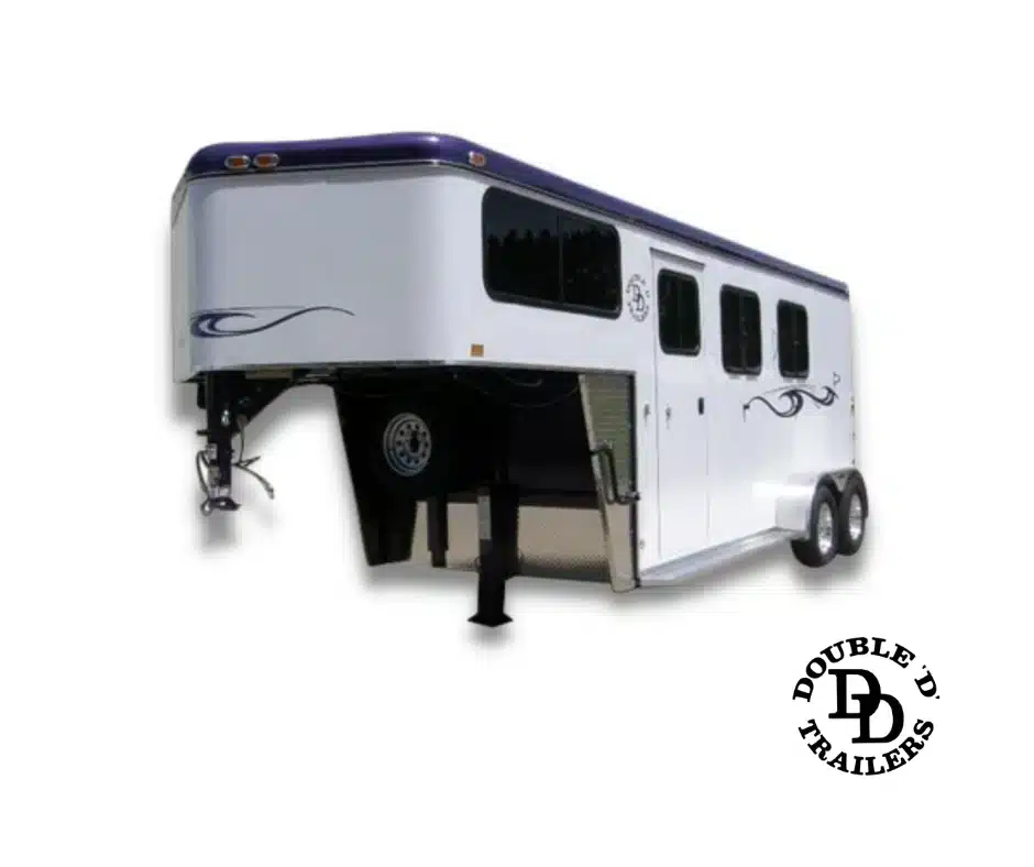 A Double D gooseneck horse trailer