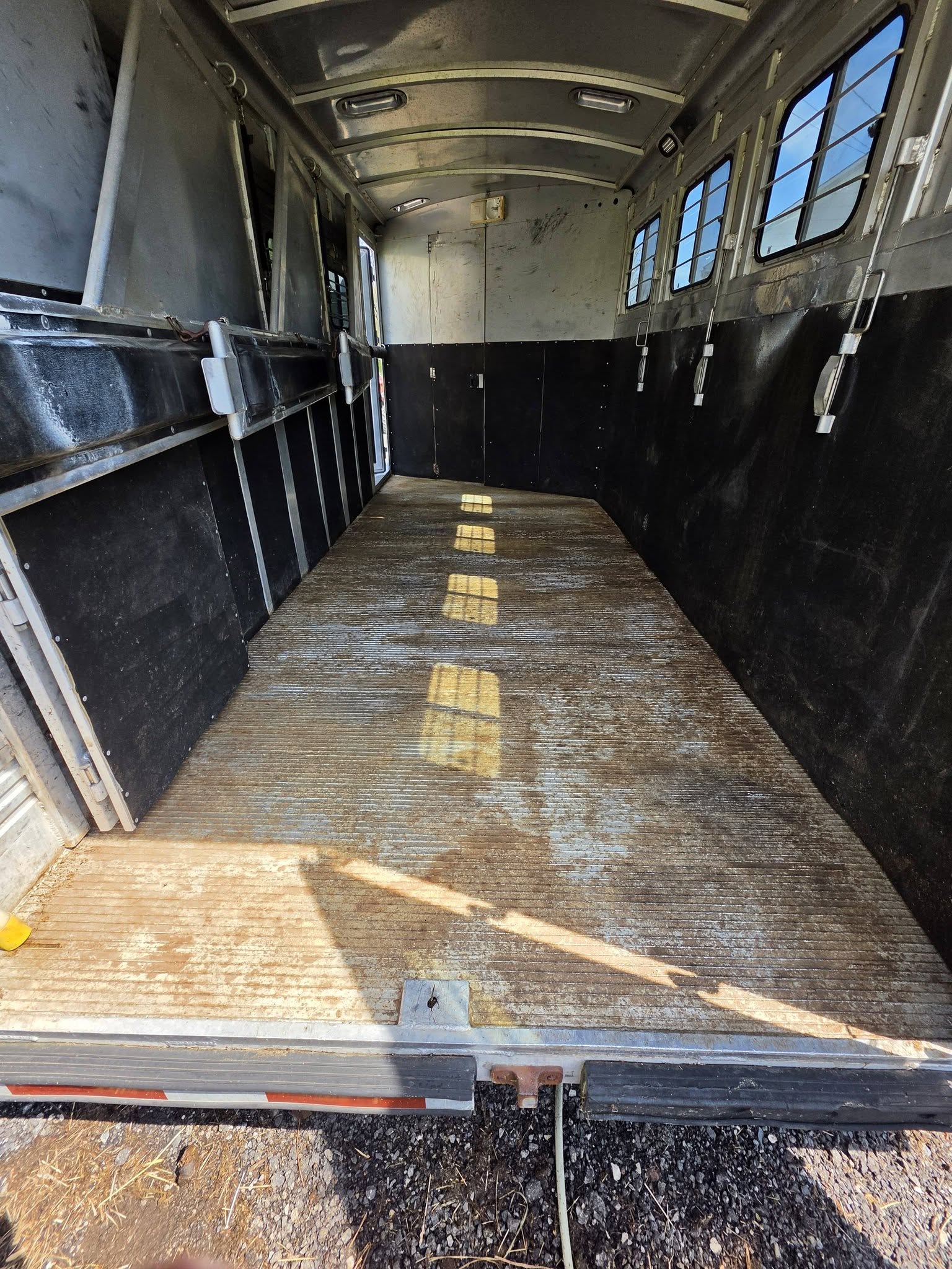 Aluminum horse trailer floor with significant corrosion