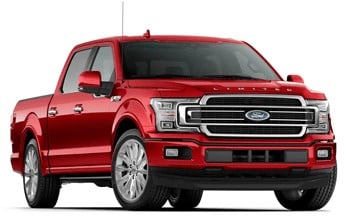 A red Ford pick up truck 