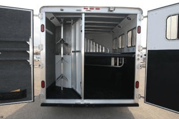 Stationary horse trailer tack area