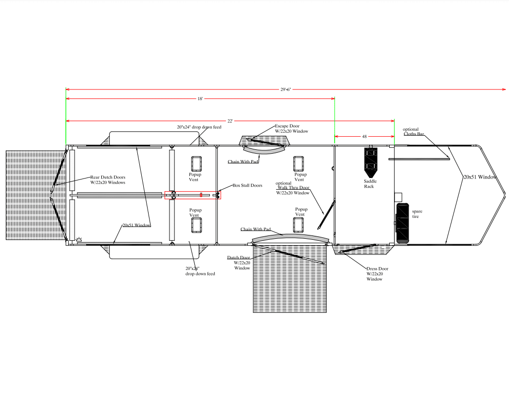 2+1 horse trailer floor plan for 3 horse trailer
