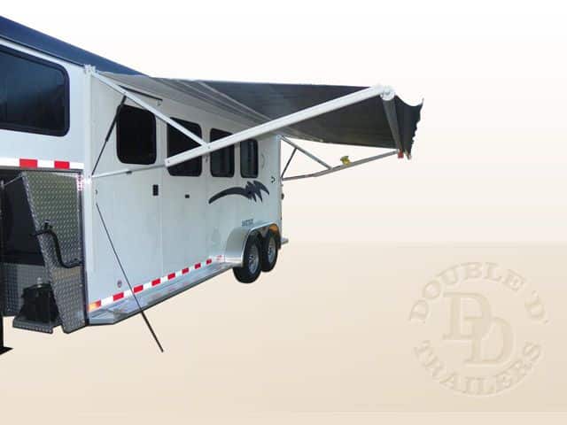 Gooseneck horse trailer with awning