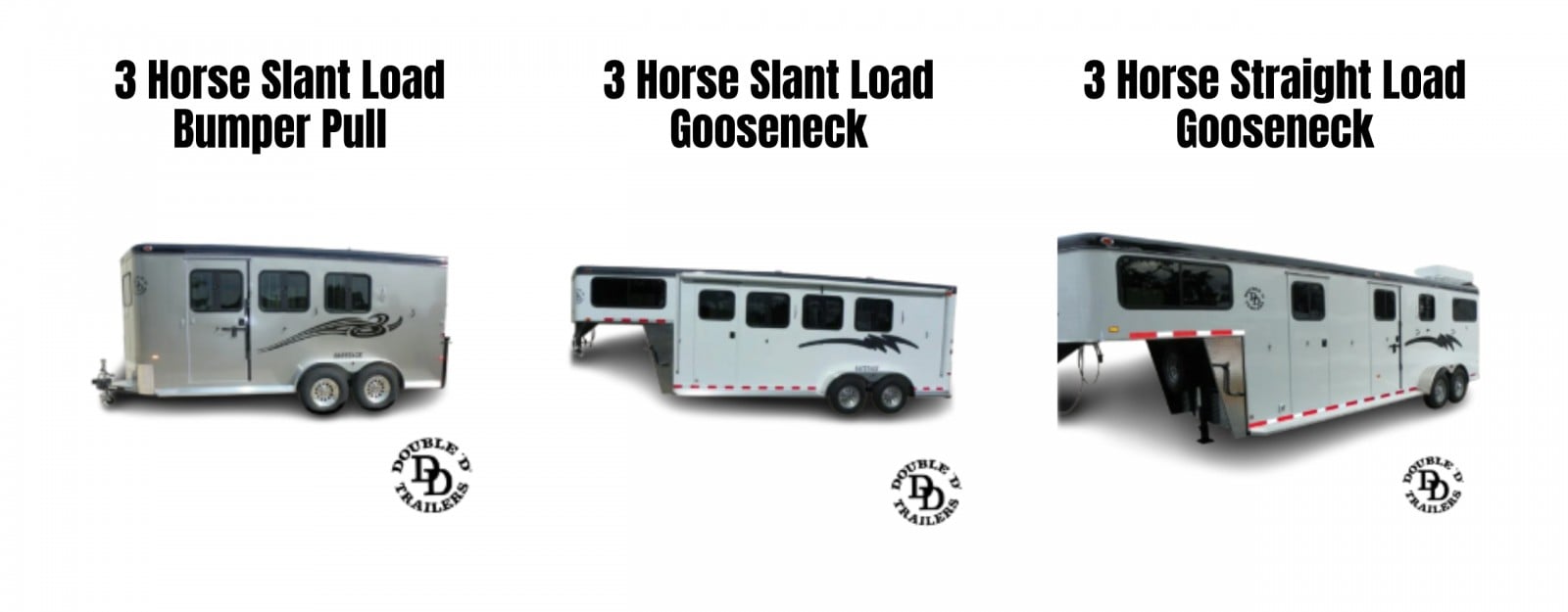 Double D Trailers 3 horse trailer models