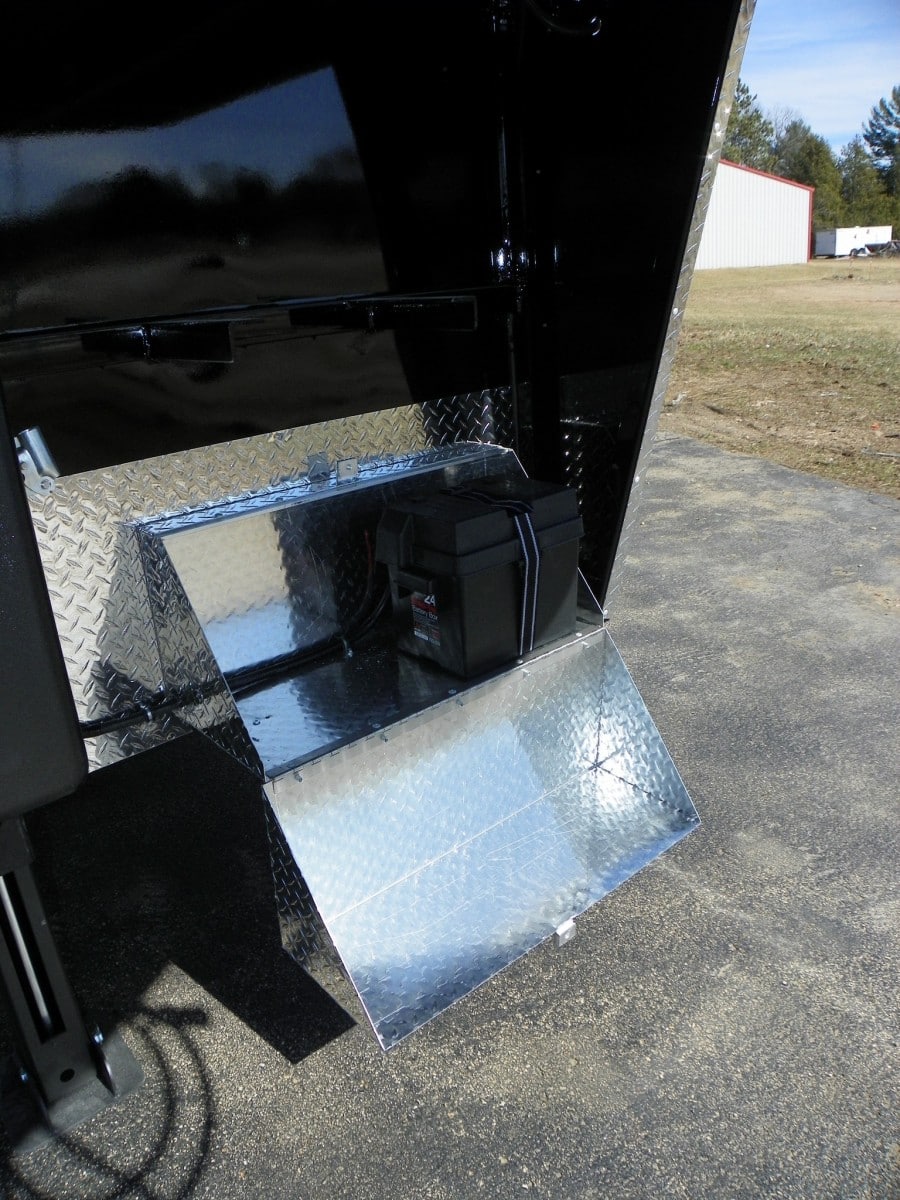 The battery rack area on a Double D Trailer.