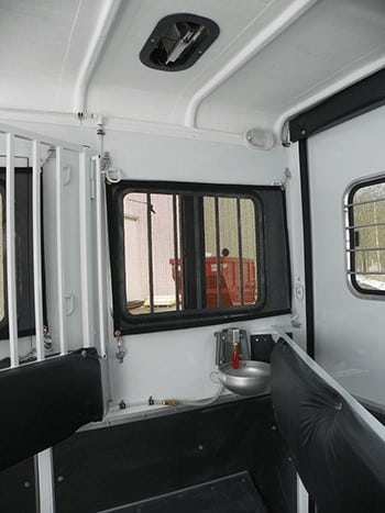 Inside of a stall of a Double D Horse Trailer. 