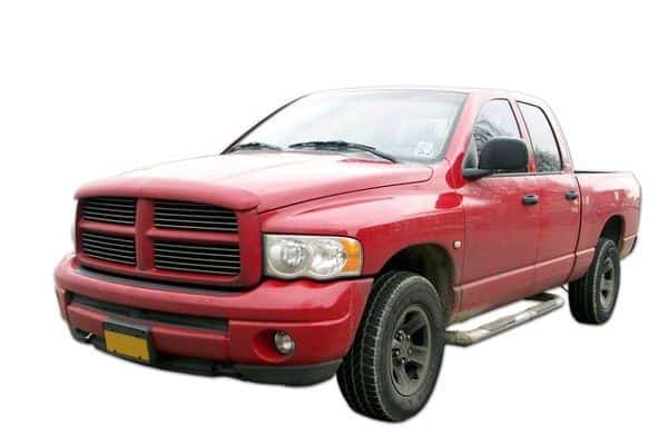 Red Dodge pick up truck