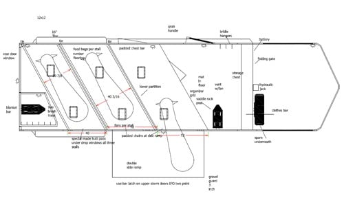 rear facing horse trailer drawing 