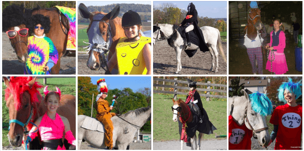 Students at Harvest View Stable participate in a Halloween Class.