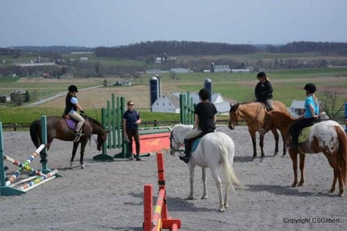 Melissa Hunsberger gives a lesson at Harvest View Stables.