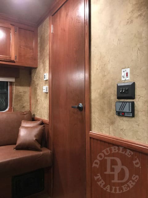 Soft touch walls inside of a Double D Trailers living quarters horse trailer. 