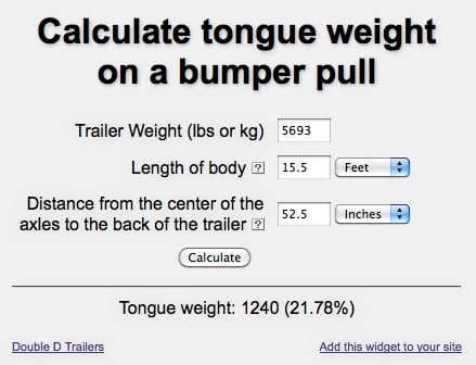 Double D Trailers Tongue Weight Calculator