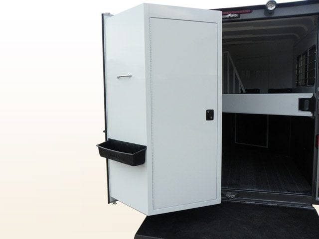 patented SafeTack swing-out storage compartment by Double D Trailers