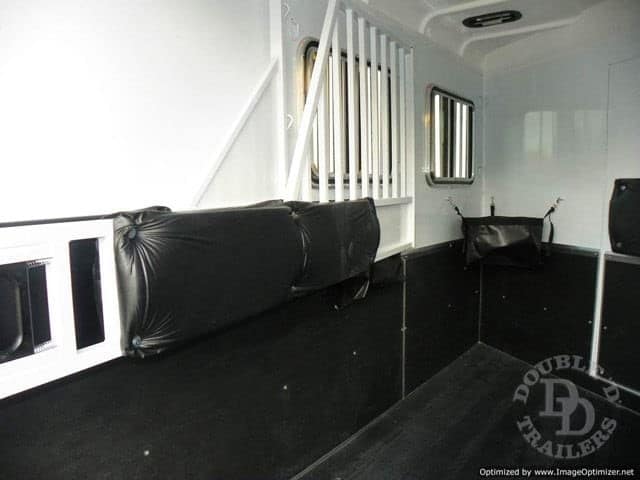the interior of the horse stall area of a Double D Trailer
