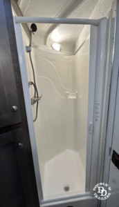 Shower in a Double D Trailers Bumper Pull Living Quarters model