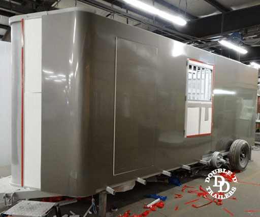 Double D Trailers in the factory: the painting stage.