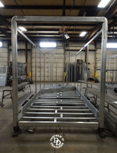 Double D Trailer being built inside of the factory - in the framing stage - Z-Frame material.