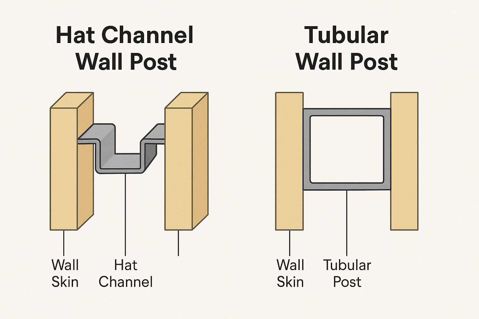 Hat Channel vs Tubular Wall Post Comparison