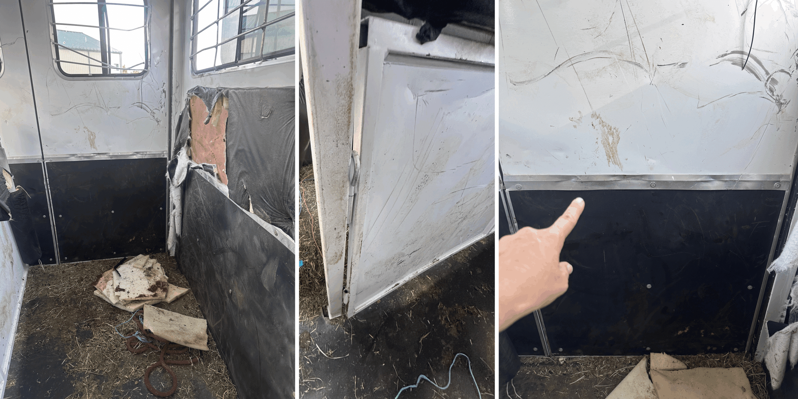 Spooked horse trailer damage photos