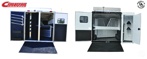 Cimarron’s rear tack layout vs. Double D Trailers’ swing-out SafeTack® system.