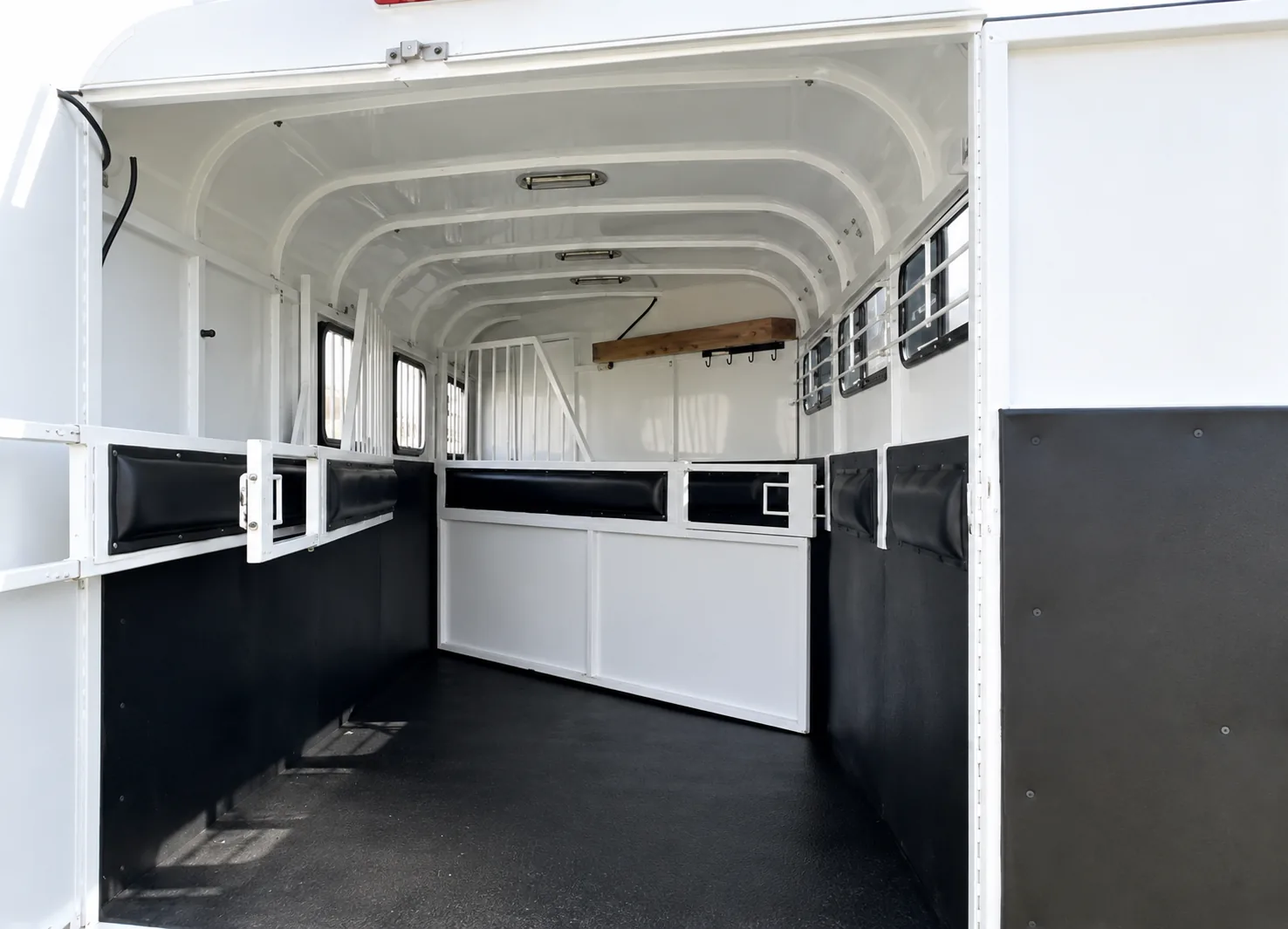 Gooseneck interior, looking across the stalls